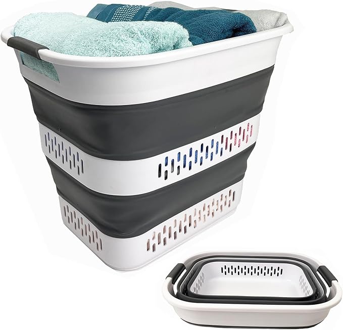 SAMMART 40L Collapsible Plastic Laundry Basket