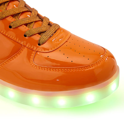 OEKLA Unisex LED Shoes - Fashion Light Up Sneakers, Breathable USB Charging Glowing Luminous LED Shoes for Men Women (Orange, Adult, 12, US Footwear Size System, Medium)