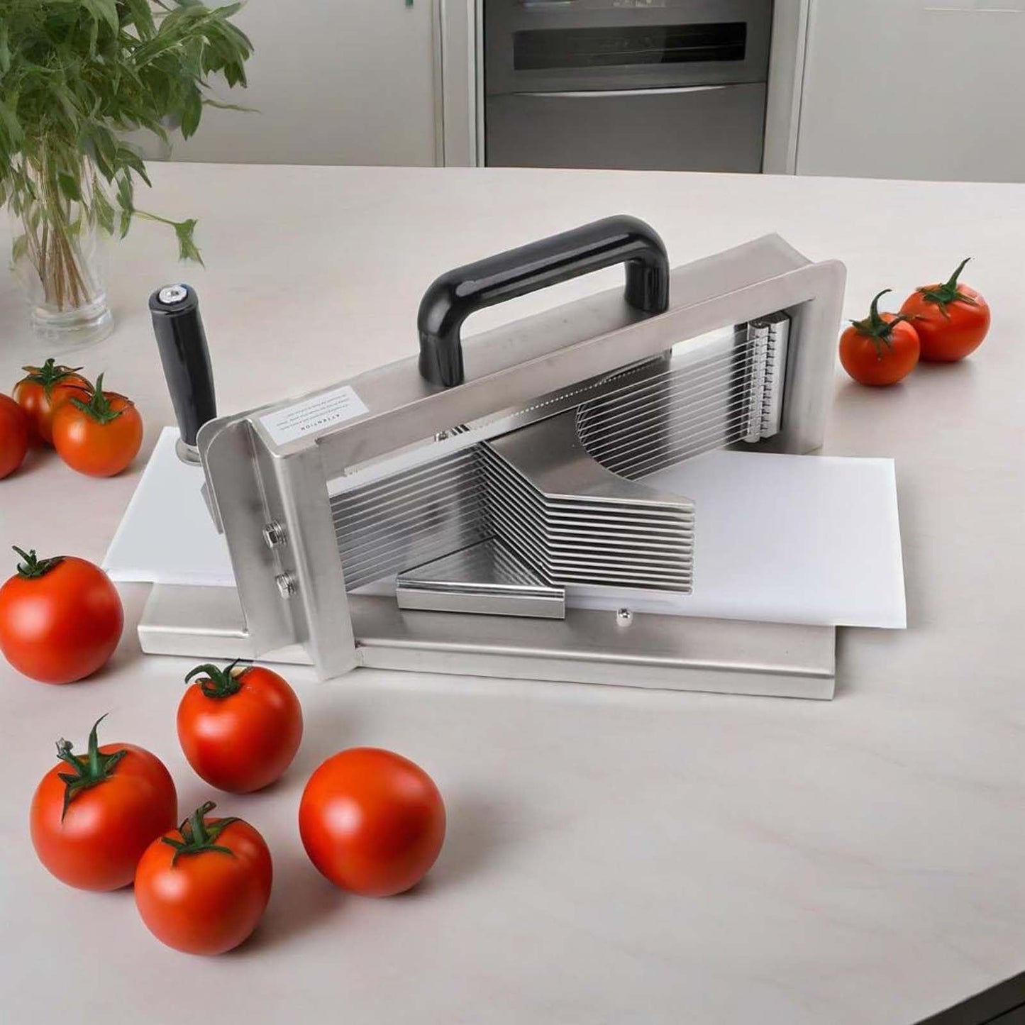 Manual Tomato Slicer, Commercial Stainless Steel Vegetable Cutter Machine for Restaurant Home Use, Heavy Duty Kitchen Tool with Non-Slip Feet, Easy Clean, for Cucumber and Banana(3/8in-9.5mm)