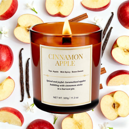 Scented Candles for Home,2 Pack Wood Wick Cinnamon Apple Scented Candles,Long Lasting Natural Soy Wax Candles with Gift Boxes,Cozy Aromatherapy Candle for Home Decor