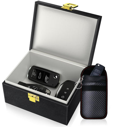 Samfolk Faraday Box with Faraday Bags for Car Keys, Car Key Signal Blocking Box, Keyless Entry Car Key Safe Protector Anti-Theft Shielding Cage (Small)