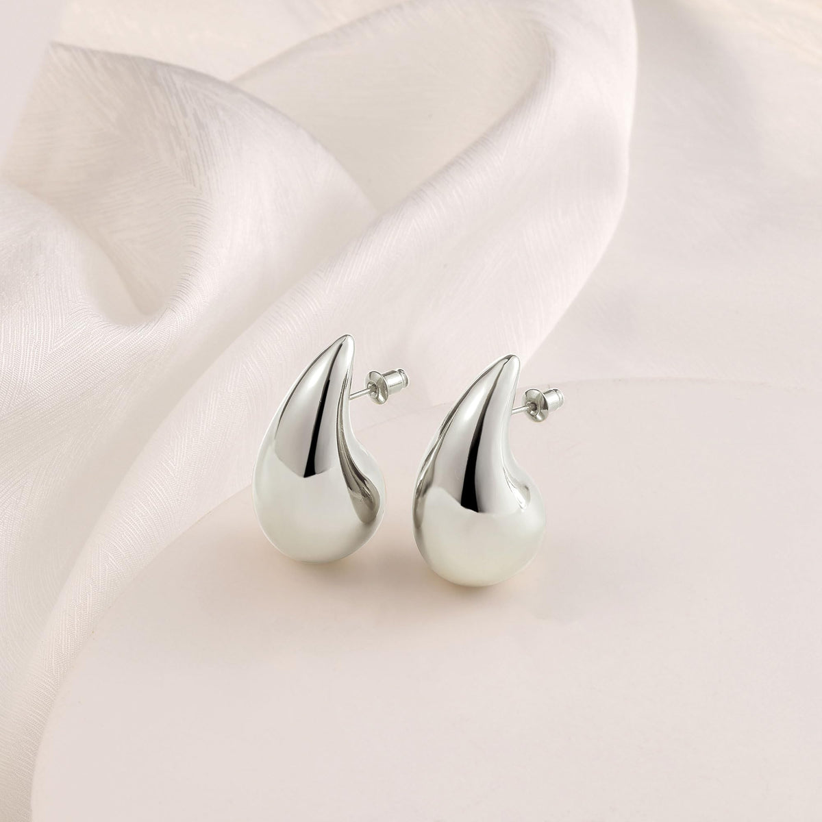 Gacimy Silver Tone Teardrop Earrings Dupes for Women, Chunky Drop Earrings for Women with 925 Sterling Silver Post, 1.2Inches