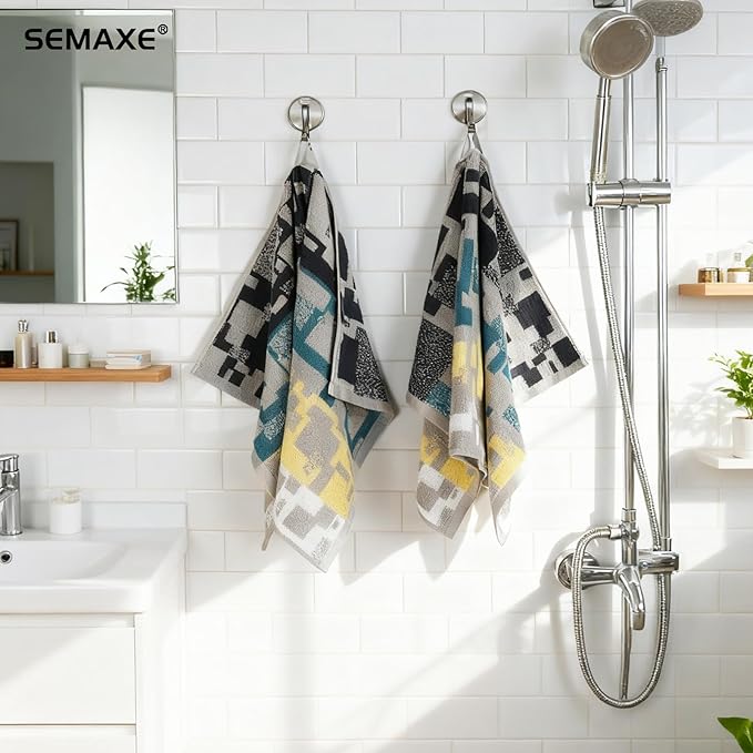 SEMAXE Hand Towels for Bathroom, 100% Cotton Towels