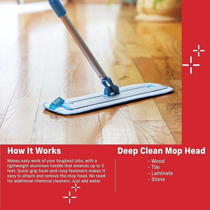 E-Cloth 4-Pack Deep Clean Mop Head, Microfiber Mop Replacement Head, Perfect