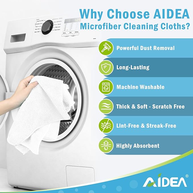 AIDEA Microfiber Cleaning Cloth 100PK, Soft Microfiber Towels