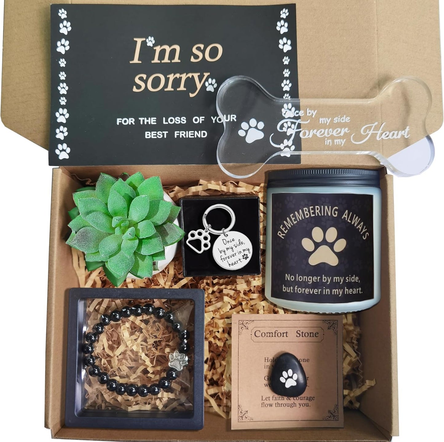 Lingletu Loss of Dog Cat Pet Sympathy Gift,The Perfect Way to Express Your Condolences Dog Memorial Gifts for Loss of Dog Remembrance Gift Basket for Friends Family (Black)