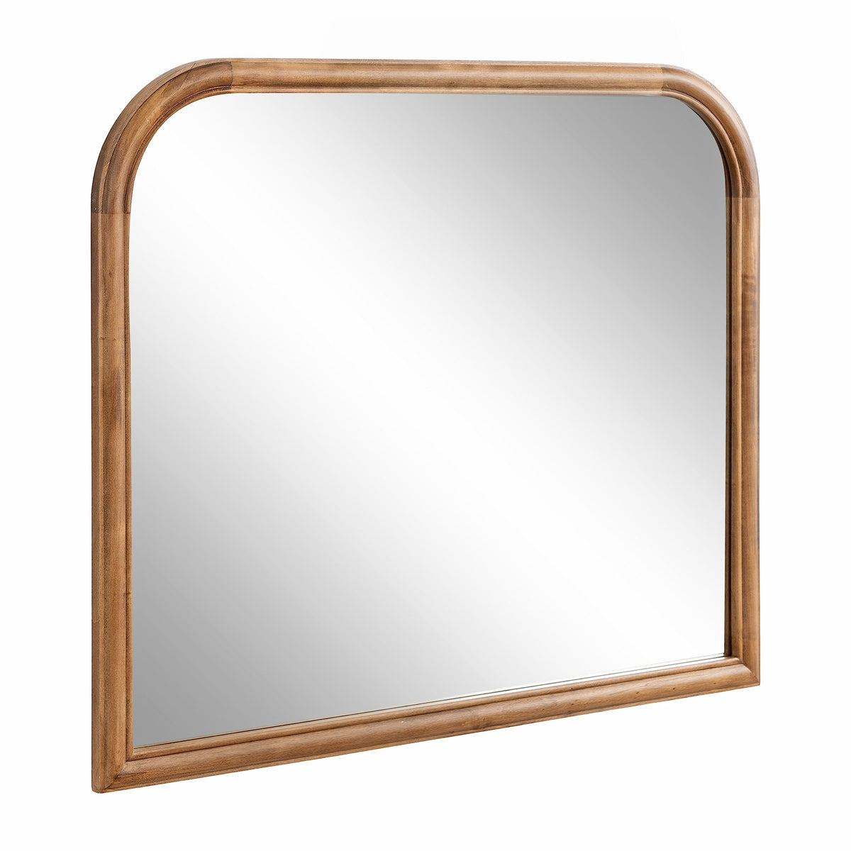 Kate and Laurel Glenby Transitional Wide Arch Wall Mirror, 34 x 28, Rustic Brown, Wooden Farmhouse Arched Bathroom Mirror with Rounded and Stepped Frame Profile