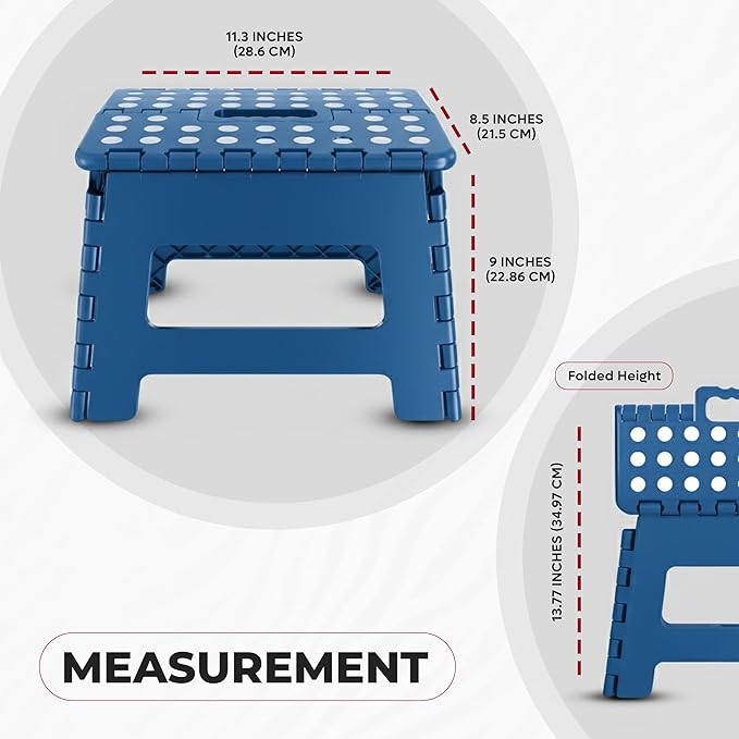 Utopia Home Folding Step Stool with Handle – 9 Inch Anti Slip Collapsible Stool – Holds Up to 300 lbs – Sturdy Plastic Step Stool Foldable for Kitchen, Bathroom and Home Use (1-Pack, Blue)
