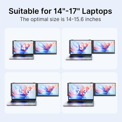 Laptop Screen Extender - Ultra-Thin 1.3lbs 14" FHD IPS Dual Portable Monitor Extension for Laptop, Attachment Plug & Play for 13-17" Laptops, Second Extra Travel Display for Windows/Mac/Android
