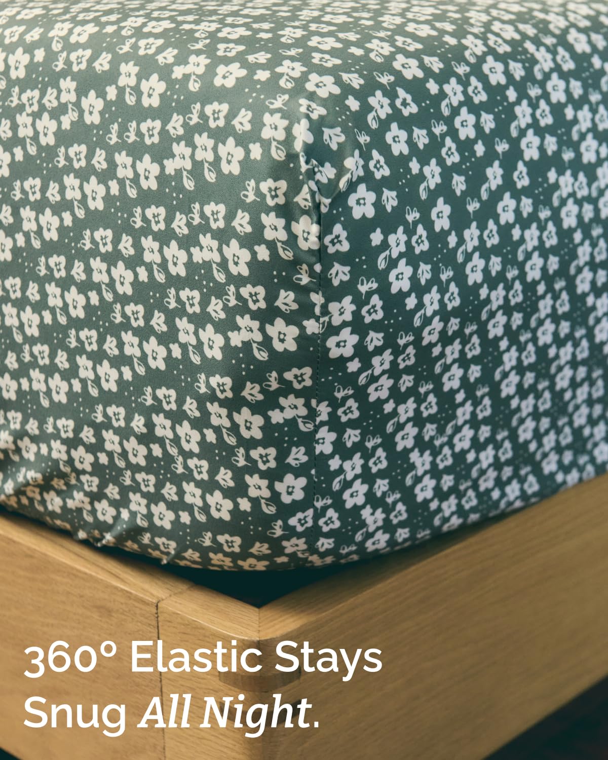 Floral Sheets - Green Floral Bed Sheet Set - 1 Flat, 1 Fitted & 2 Pillowcases w/ Deep Pockets - Comfy, Wrinkle & Fade-Free - Boho Botanical Bedding - Ultra-Soft, Breathable & Cooling - Full Size Set