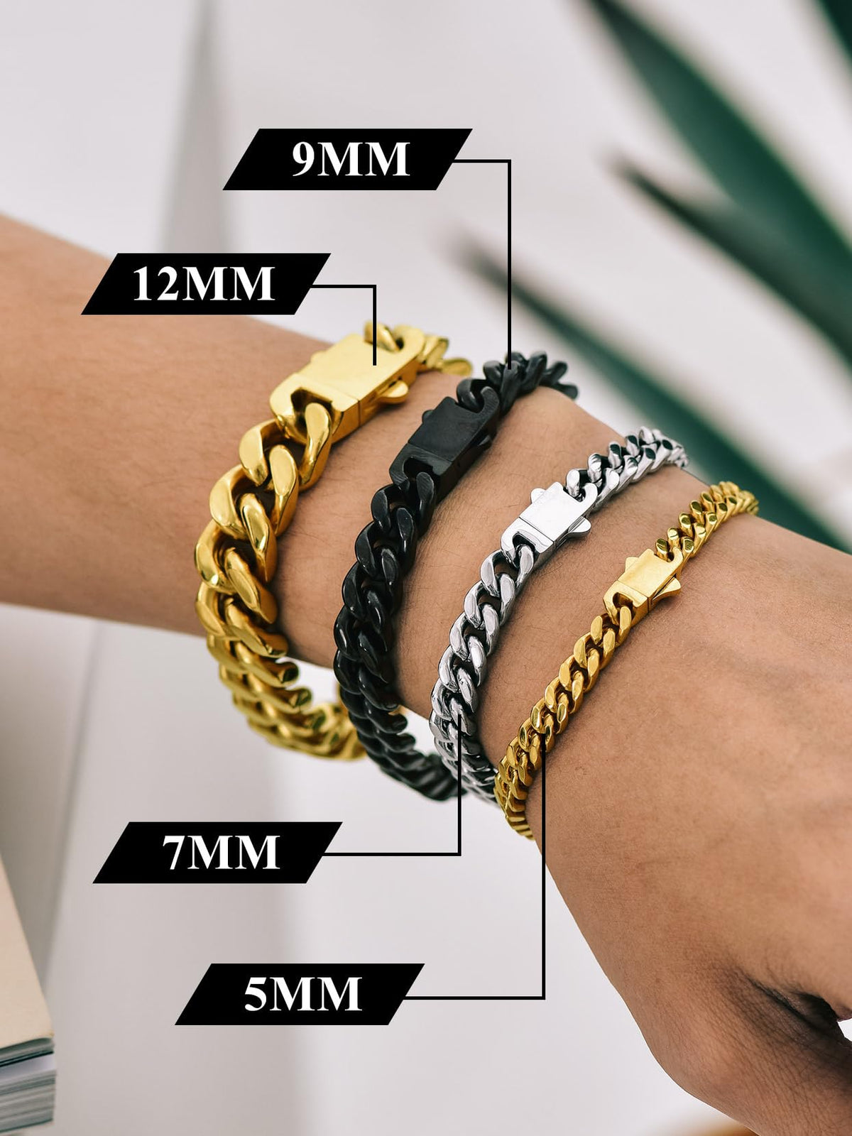 Richsteel Chunky Miami Cuban Link Chain Bracelet Hip Hop Stainless Steel Jewelry