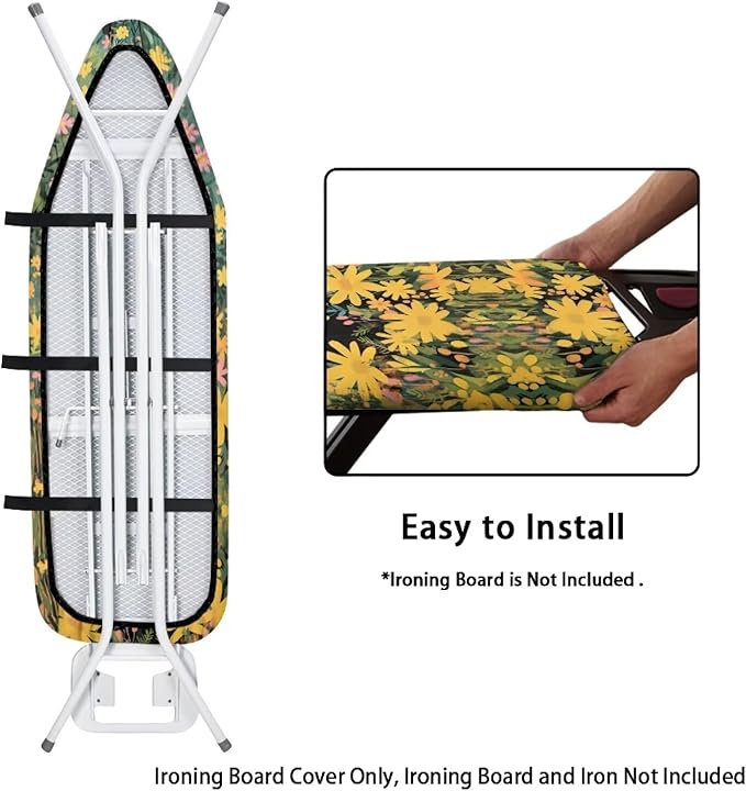 Cat Flower Ironing Board Cover and Pad, 16x55 Inches Standard Size Heavy Duty