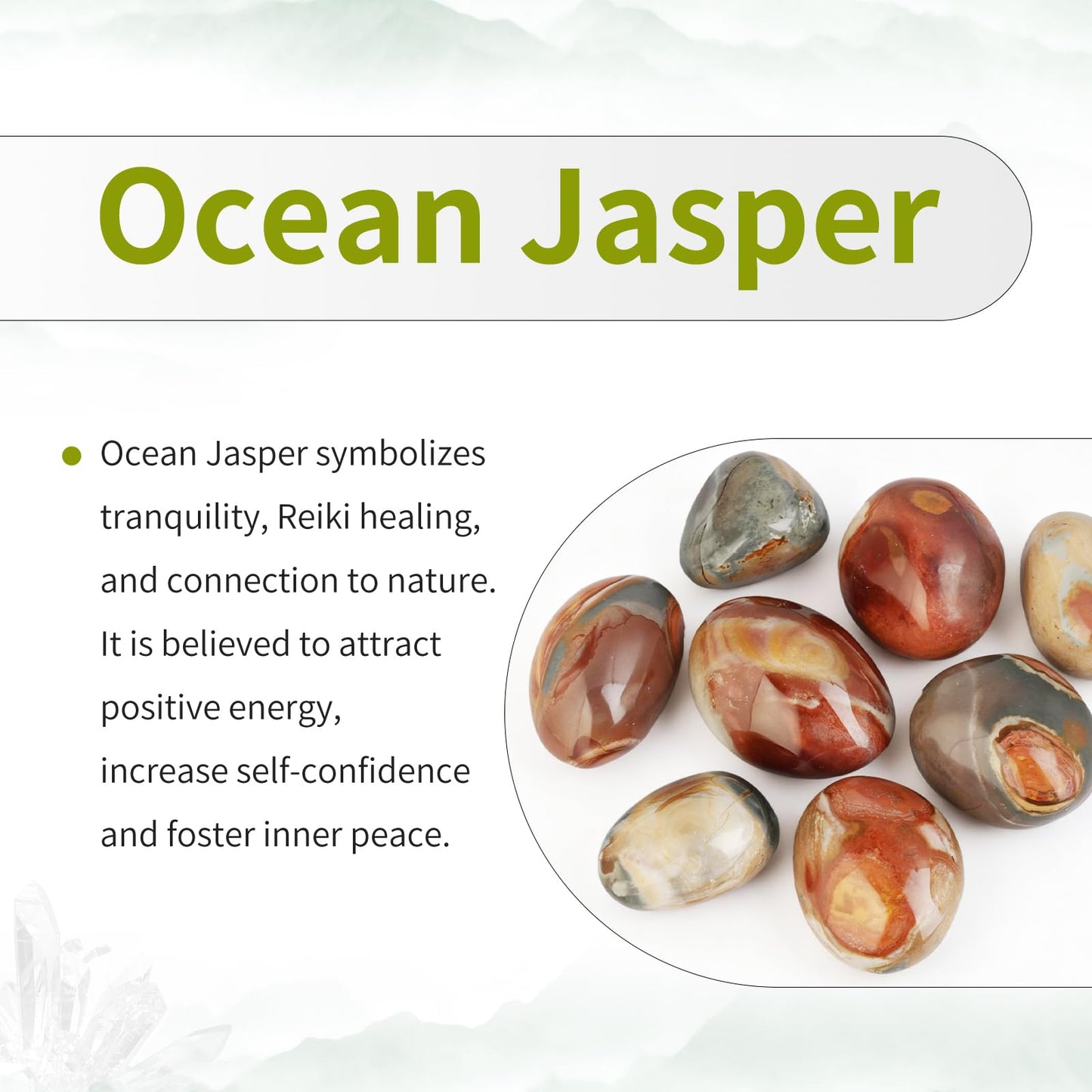 TUMBEELLUWA Ocean Jasper Crystal Obelisk Tower for Shelf Desk Decor, Flame Shaped Crystals and Healing Stones for Positive Energy 1.32-1.76 LBS