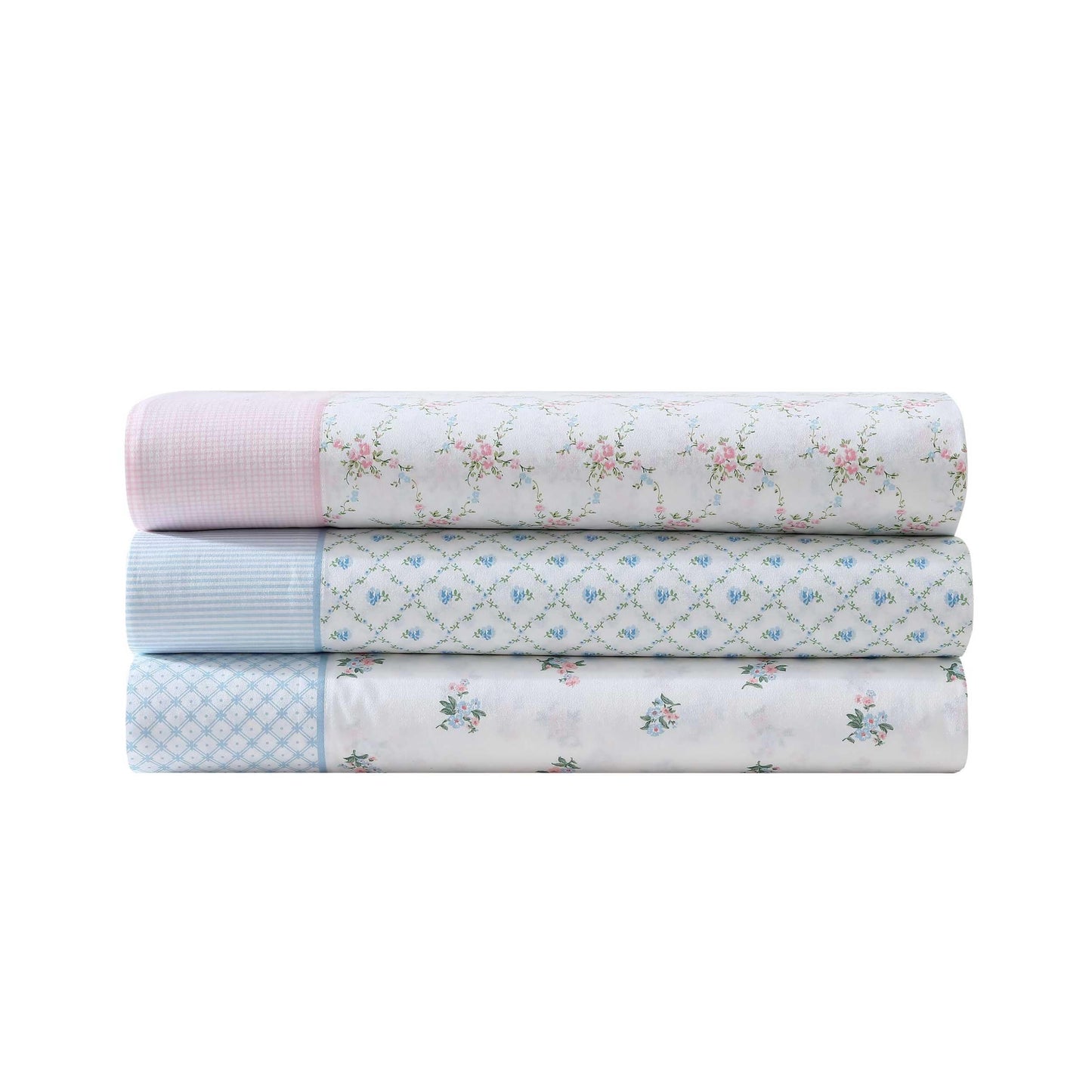 Laura Ashley - Sheet Set, Breathable Percale Cotton Bedding, 200 Thread Count, Deep Pocket, Chic Home Decor (Kate Blue, King)