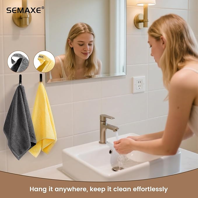 SEMAXE Hand Towels for Bathroom, 100% Cotton Towels