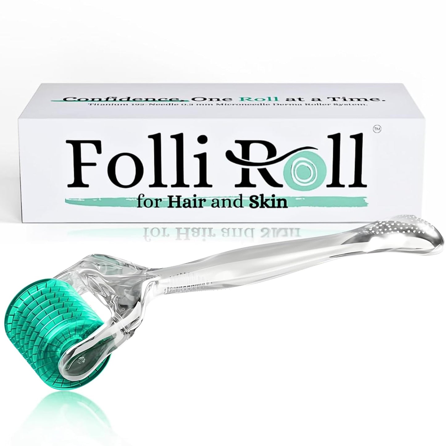 Derma Roller for HAIR and SKIN - for Face and Scalp Derma Stamp, 192 Titanium Individual Microneedles | FREE Storage Case | for Men and Women (0.30mm)