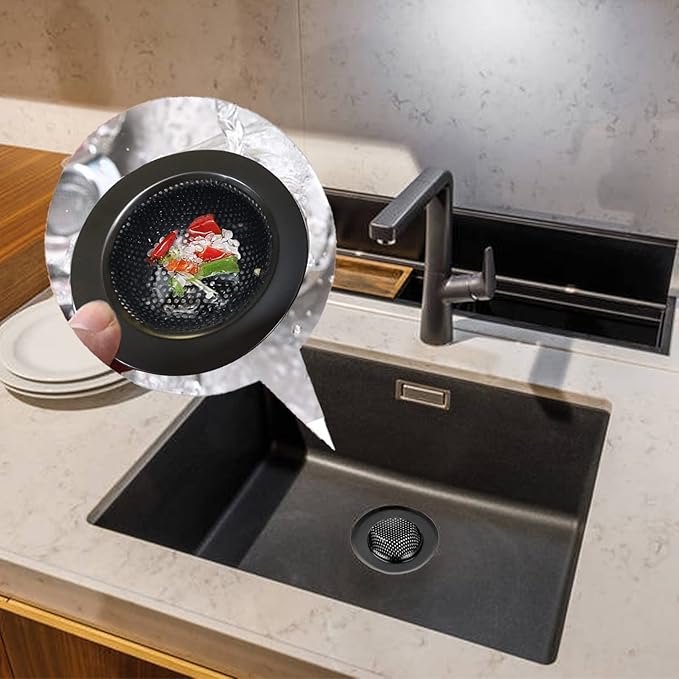 2 Pcs Black Stainless Steel Mesh Sink Drain Strainer, 3.54" Top/2.16" Kitchen