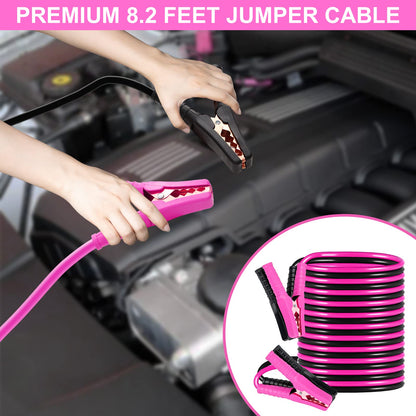 HLWDFLZ Car Roadside Safety Kit - 129pcs Pink Winter Emergency Road Side Assistance Kits Auto Essential Kit for Men, Women, Teen