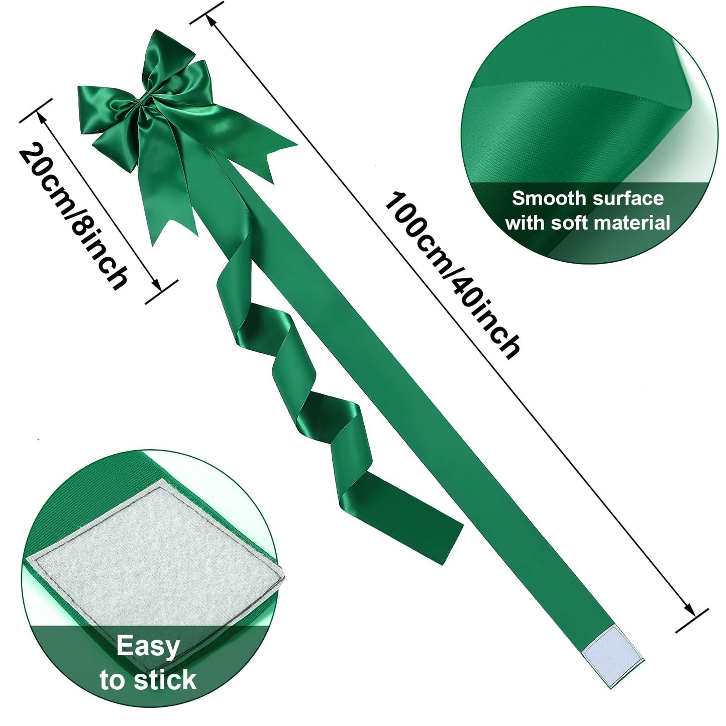 WILLBOND 4 Pcs Green Christmas Cabinet Ribbons Bows Large Green Bow Christmas Door Kitchen Cabinet Ribbon Bows Locker for Xmas Holidays Party Decorations Supplies