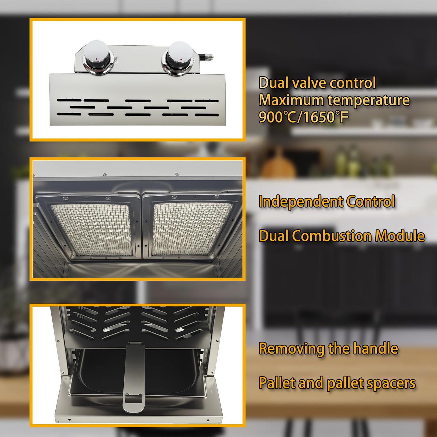 XHINBWYEK Steak Broiler Portable Infrared Broiler Propane Gas Grill, Maximum 1600°F/870℃, Sear Station steak cooker grill outdoor BBQ, Stainless Steel