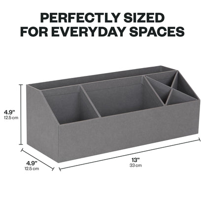 Bigso Elisa Desktop Organizer, Durable Office Desk Organizer for Office Supplies and Accessories, Desk Organizer with 7 Compartments for Customizable Organization,13.1”x4.9”x4.9”, Grey