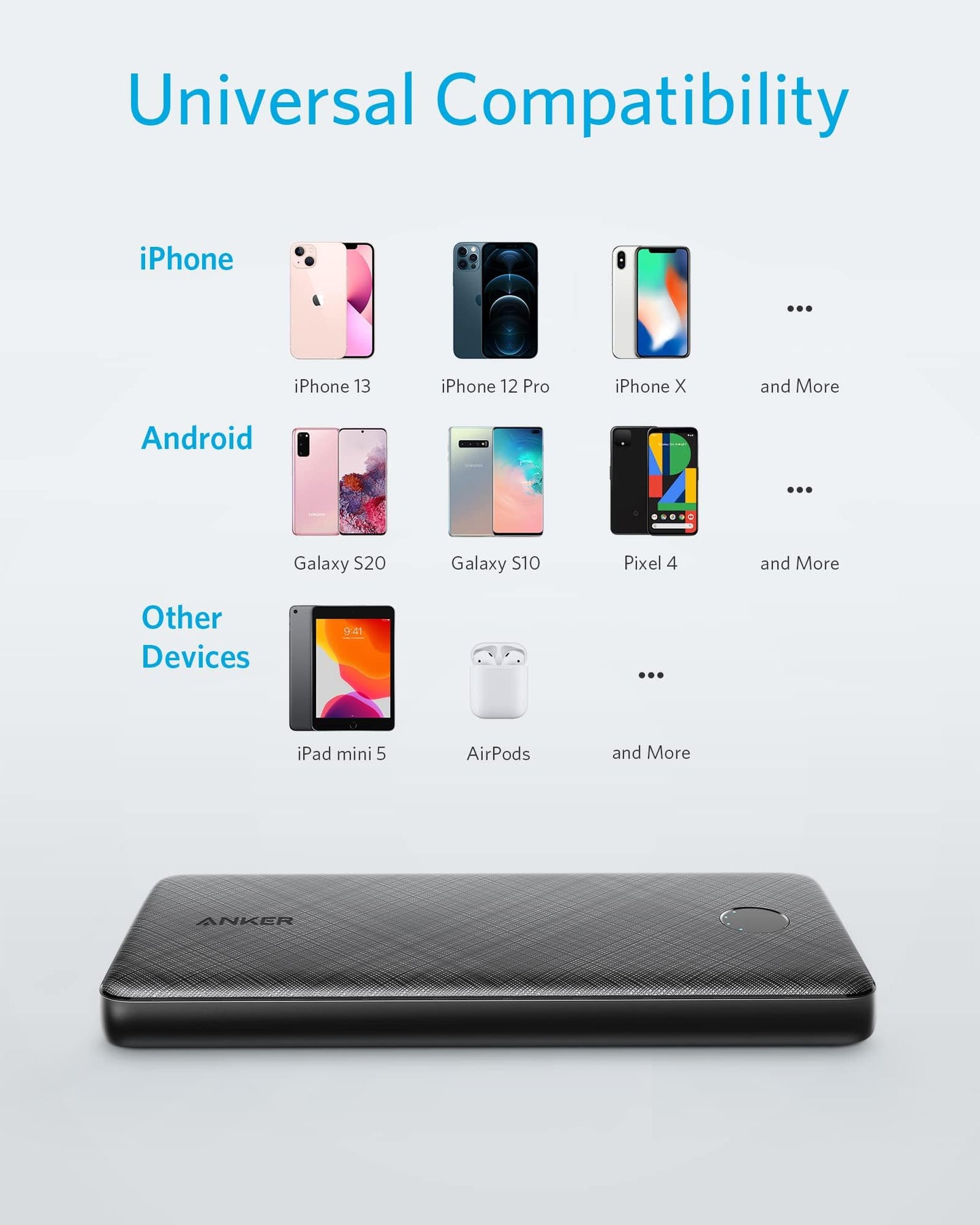 Anker Portable Charger, USB-C Portable Charger 10K with 20W Power Delivery, Power Bank (PowerCore Slim 10K PD) for iPhone 14/13/12 Series, S10, Pixel 4, and More