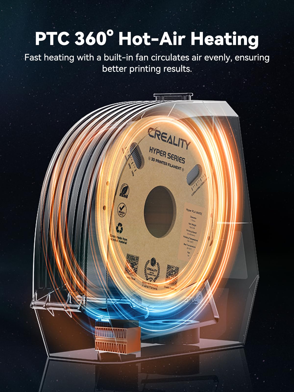 Creality Space PI Filament Dryer, 3D Printer Dryer Box with 360° Heating, Upgraded Filament Dehydrator for PLA ABS PETG TPU 1.75/2.85 mm