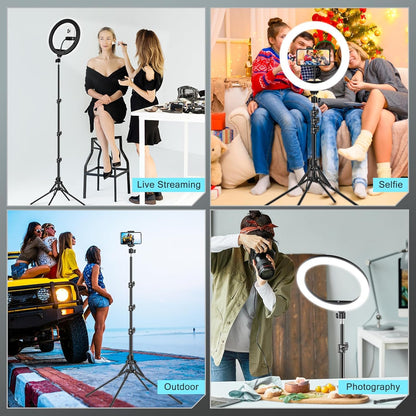 11.5 inch Ring Light with Tripod Stand & Phone Holder Tall 177cm/69.5",Large Professional Selfie Ring Lights for Phone,LED Standing Ringlight for Makeup,Video,Streaming,Youtube