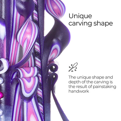 Carved Candles - Handmade Long Burning Decorative Luxury Candles - Unscented - Perfect for Home Decor, Relaxation, Gifts for Women, Special Occasions, Christmas Gift for Mom - Lilac Sunset
