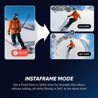 Insta360 X5 Starter Bundle - Waterproof 8K 360° Action Camera, Leading Low Light, Invisible Selfie Stick Effect, Rugged & Replaceable Lens, 3-Hour Battery, Clear Audio, Stabilization