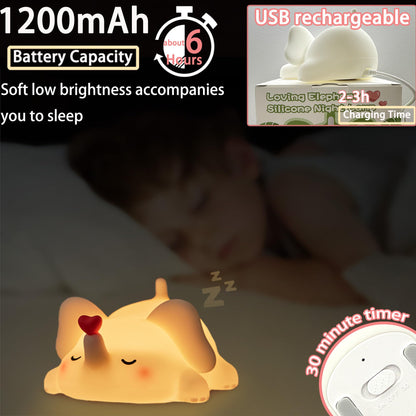 mydtiz Silicone Elephant Night Light for Kids Room Dimmable Rechargeable Nursery Animal Nightlight Gifts for Women Girls Boys Room Decor 3 Level Brightness Toddler Bedroom Bedside Touch Lamp