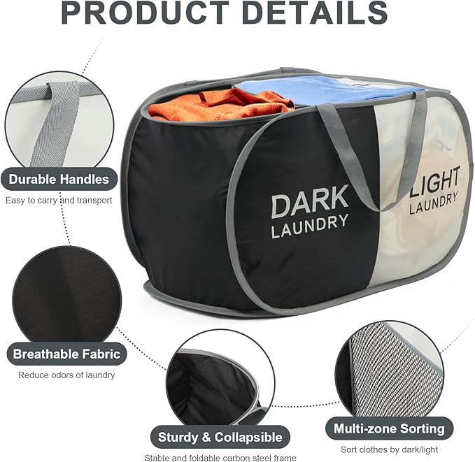 Seefoo Dual Compartment Laundry Hamper
