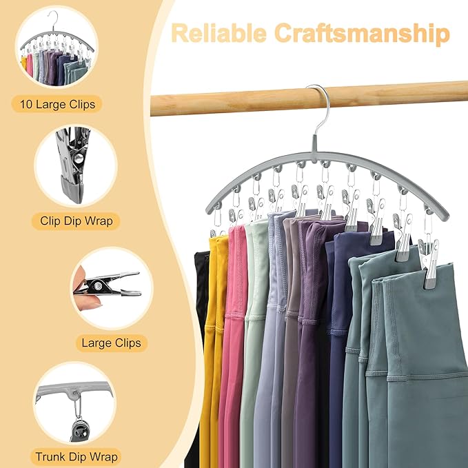 Legging Organizer for Closet, Metal Yoga Pants Hanger w/Rubber Coated 2 Pack