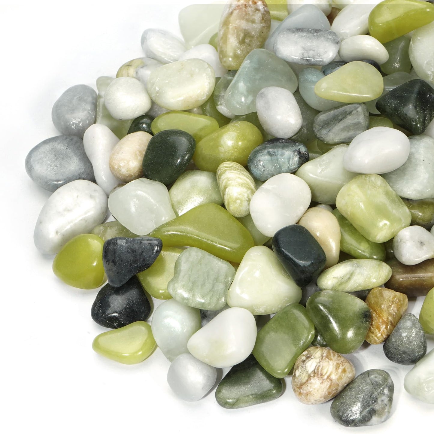 RUOJAS 2.2 lb Jade Pebbles for Indoor Plants, 1/2 Inch Polished Decorative Pebbles for Vase, Bamboo, Succulent, Garden Landscape Decoration River Stone