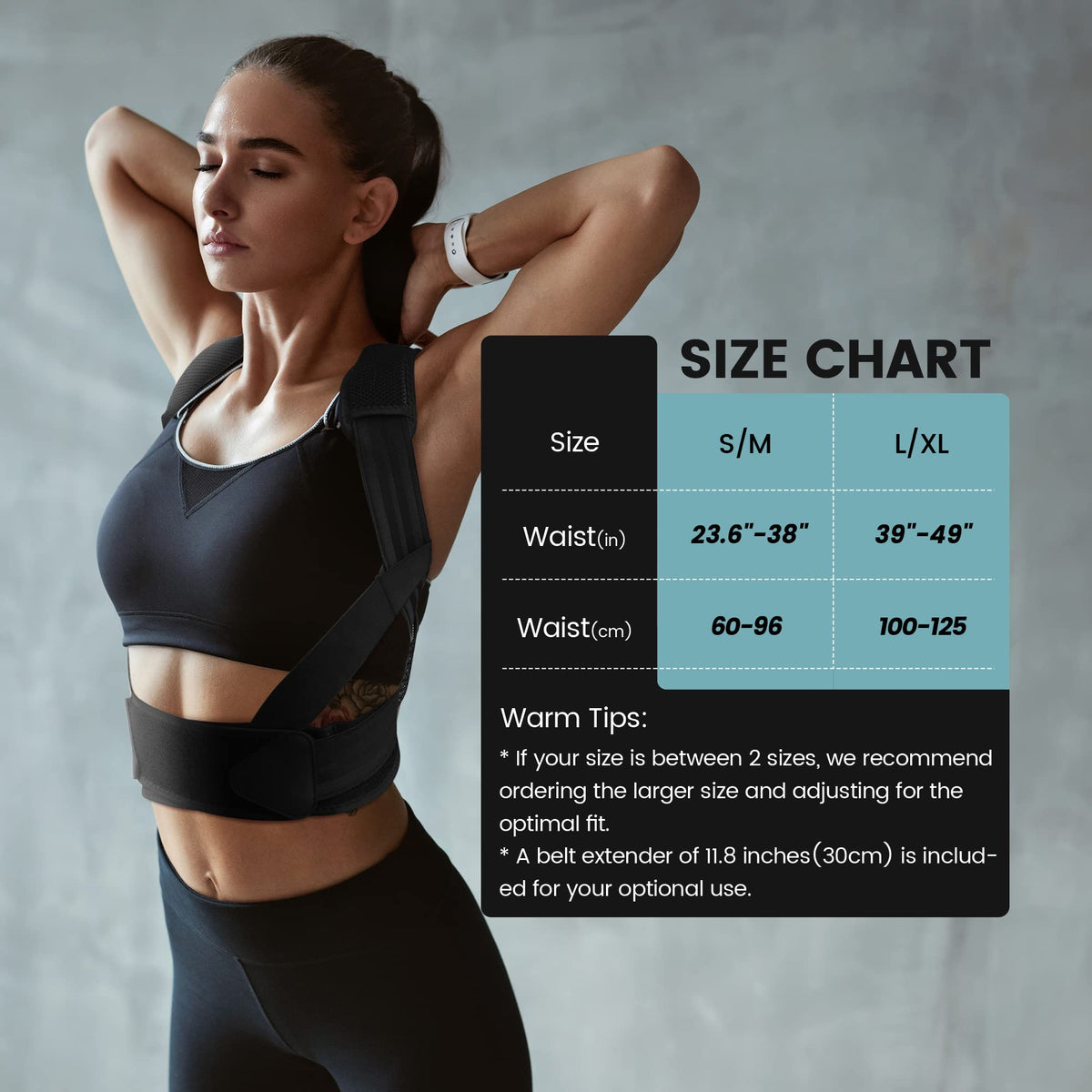 VANRORA Posture Corrector for Women and Men, Back Brace Fully Adjustable & Comfy, Support Straightener for Spine, Back, Neck, Clavicle and Shoulder, Improves Posture and Pain Relief S/M