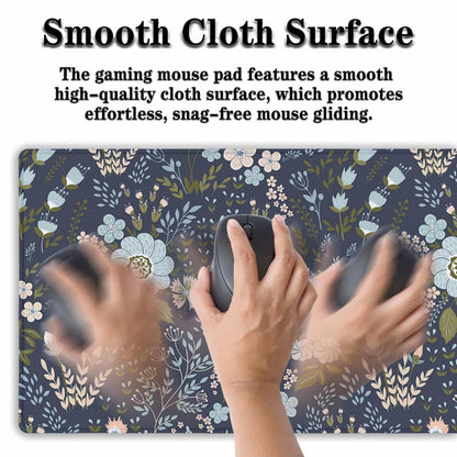 Samgula Office Desk Pads Floral Pattern Jumbo Mouse Pad Gaming Mousepad Large Mouse Pads The Desk Mat Non-Slip Rubber Base Waterproof with Stitched Edges 35.4 X 15.7 for Game Office,