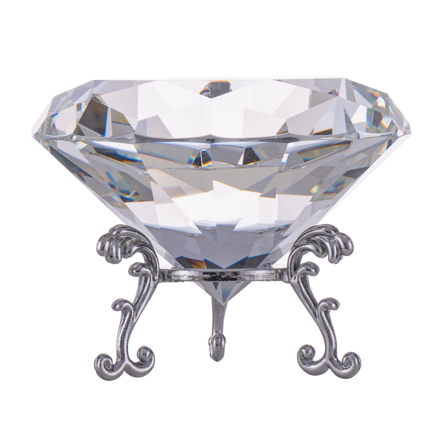 QIANCHANG 80mm Crystal Diamond Paperweight Large Faceted Glass Diamond Prism Jewel Gemstone for Home Wedding Table Decoration(Clear)