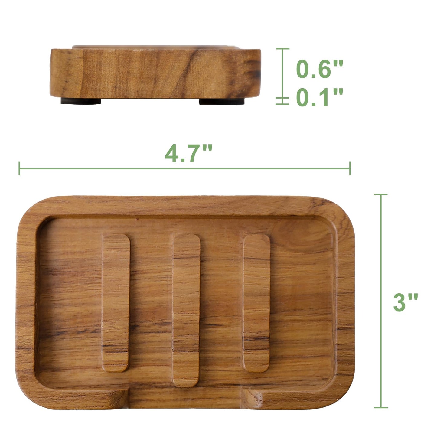 2PCS Self Draining Soap Dish by HTB,Teak Wood Soap Holder,Soap Saver for Shower, Bathroom, Sink, Kitchen and Countertop