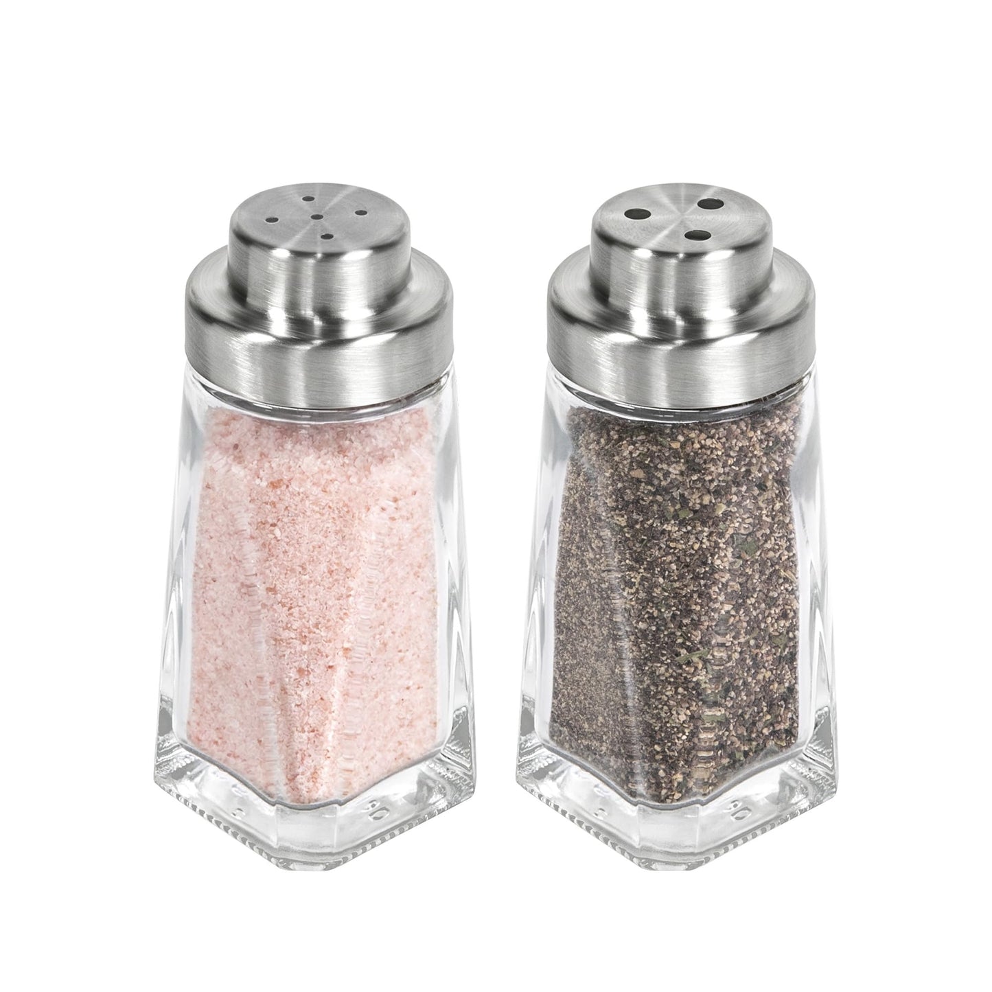 Aelga Glass Salt and Pepper Shakers Set - Pepper Shaker with Big & Small Hole Lid - Elegant Farmhouse Kitchen Decoration(2pcs)
