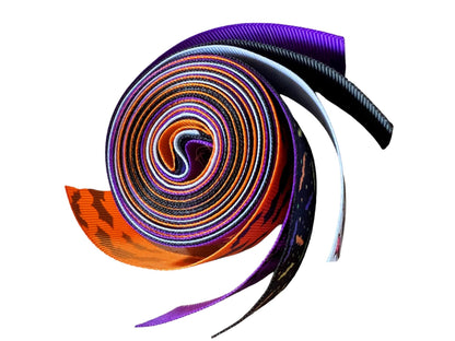 Halloween Bats Spiders Web Multicolor Printed 1 Inch Grosgrain Ribbon - 6 Yards (6 X 1 Yards)/Roll,