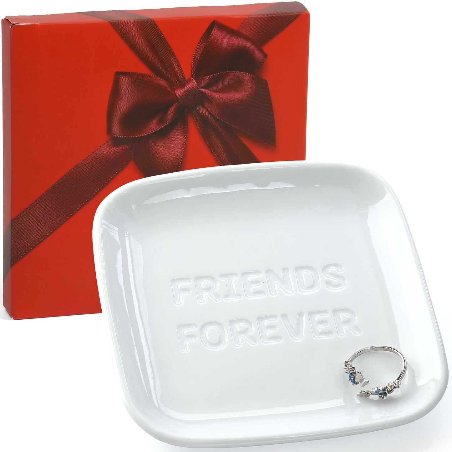 TOPIO Ceramic Jewelry Dish Tray – Handmade Premium Trinket Dish for Rings, Earrings & Necklaces – Decorative Jewelry Holder for Vanity, Nightstand, Gift for Mom, Friends, Her