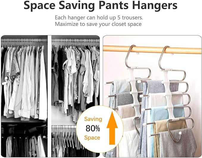 Kalimdor Pants Hangers 2 Pack Space Saving Metal Closet Organizer, Clothes