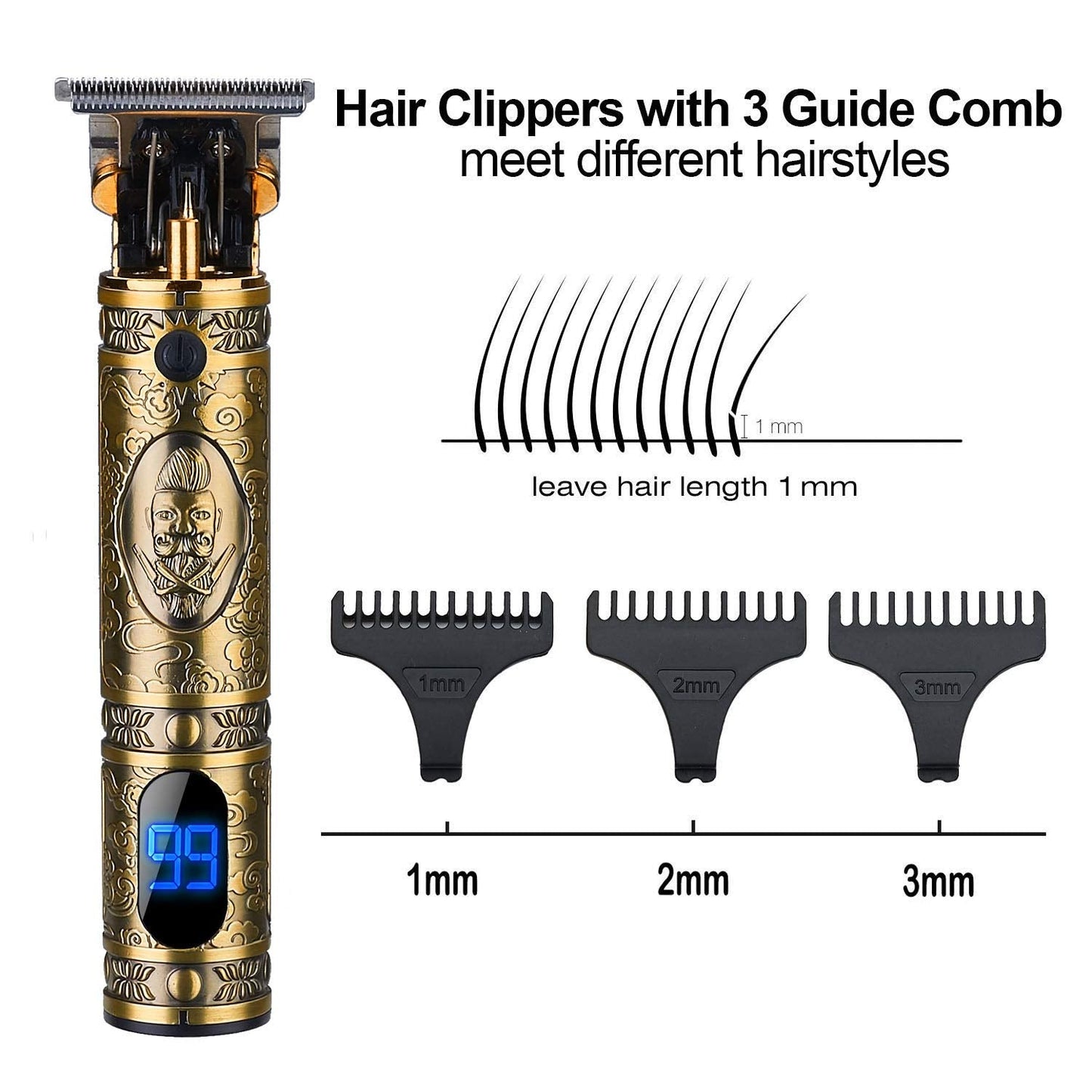 Suttik Hair Clippers for Men, Beard Trimmer, Zero Gapped T-Blade for Hair Cutting, Cordless Trimmers Professional Barber, Liners Clipper Haircut