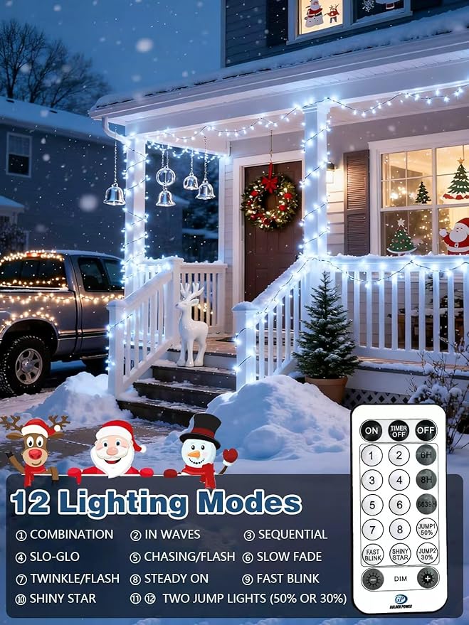Voice Controlled Christmas Lights with Remote, 165 FT 500 LED String Lights Indoor Outdoor with 12 Modes 3 Timers, Dimmable Twinkle Light Plug in Waterproof for Xmas Tree Party Decor, Cool White