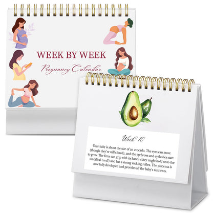 Gueevin Pregnancy Calendar Weekly Pregnancy Milestone Calendar with Scripture Pregnant Gifts for Expecting Mom, Baby Growth Tracker and First Time Parents Essentials, 44-Page Flip