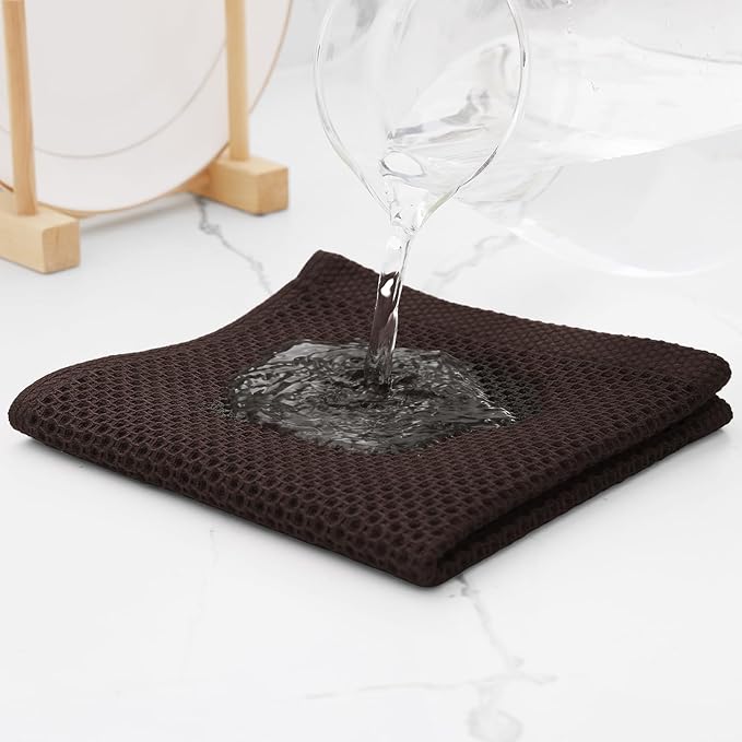 Kitinjoy 100% Cotton Kitchen Dish Cloths, 8 Pack Waffle Weave Ultra Soft