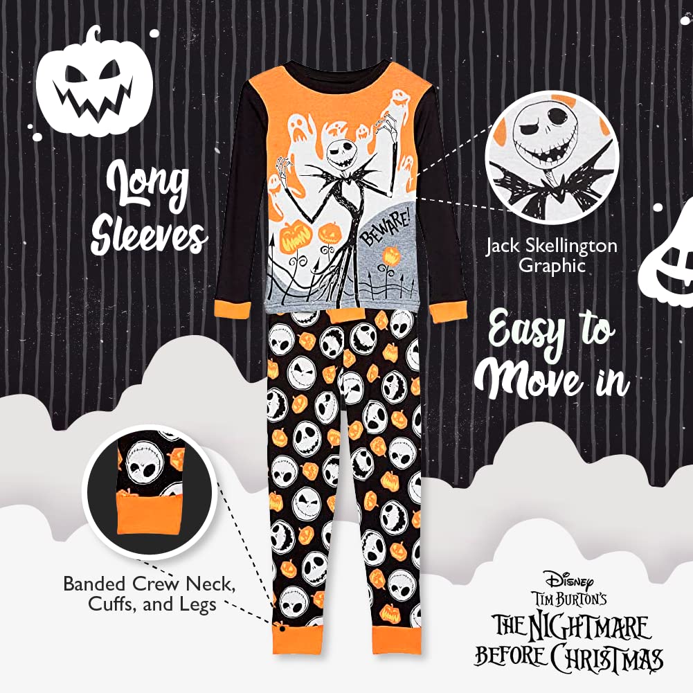 Disney Unisex Child Mickey Mouse | Minnie 2-piece Snug-fit Cotton Pajama Set, Beware Jack, 8 US