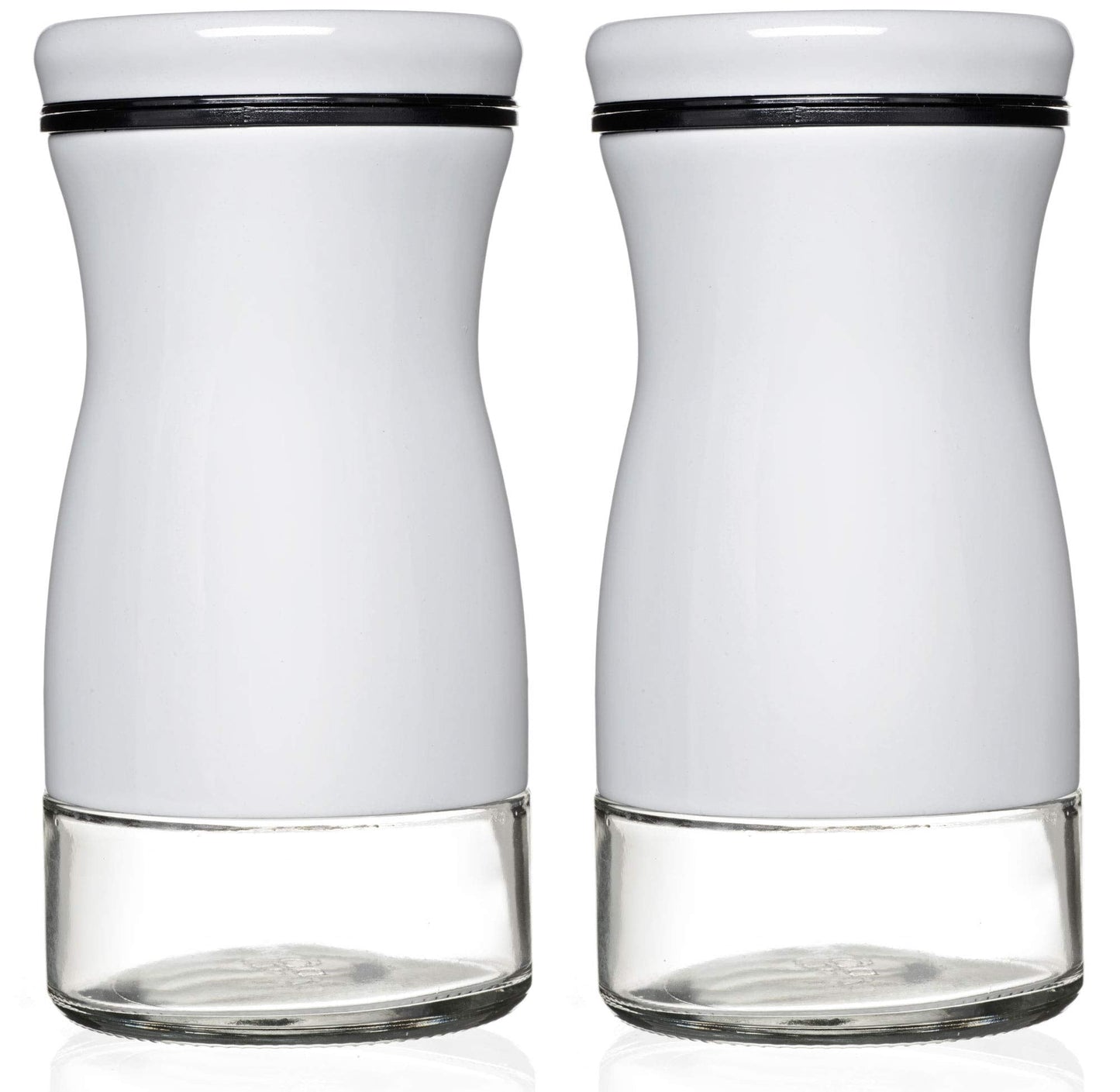 Salt and Pepper Shakers Set with Adjustable Pour Holes by CHEFVANTAGE - White