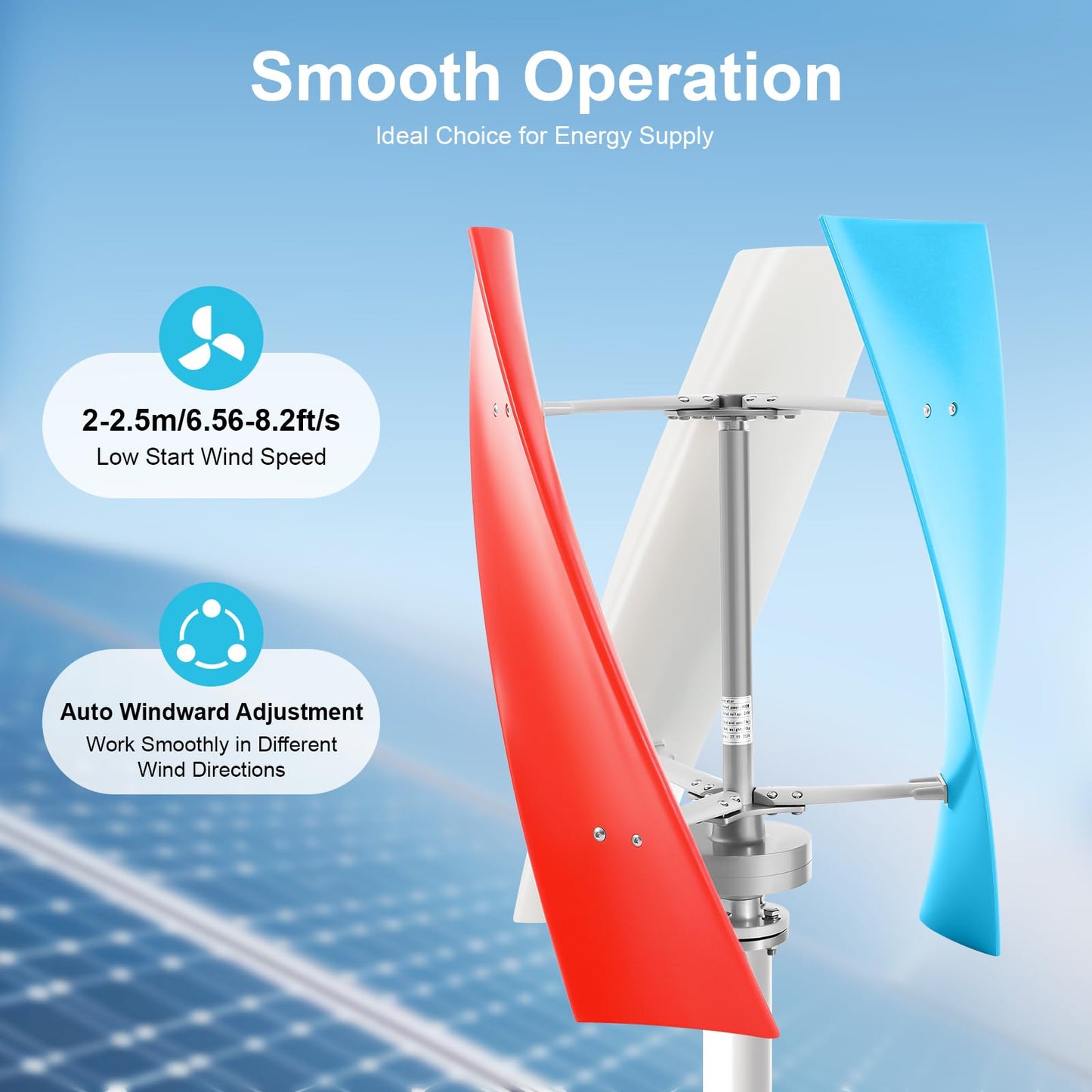 Lemoeyes Wind Turbine Generator 400W 24V Helix Vertical Axis Wind Power Generator 3 Blades Home Windmill Kit for Hybrid Wind Solar System 1.3m/s Start Wind Speed