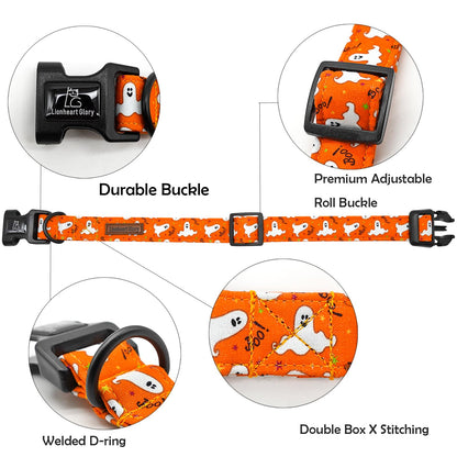 Lionheart glory Halloween Dog Collar Fall Dog Collars Heavy Duty Adjustable Dog Collar for Small Collar Dog Female or Male Dog Collar, Ghost